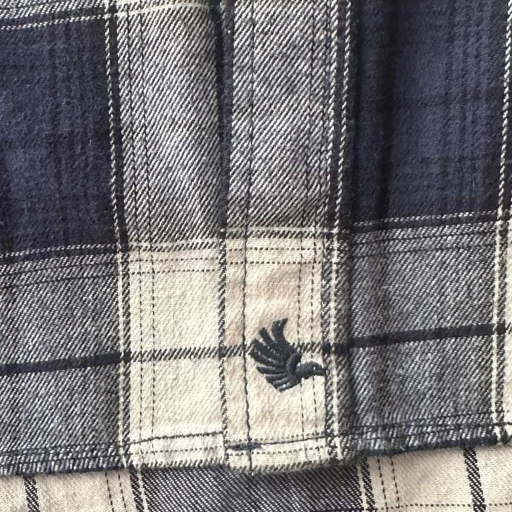 Cody James Blue Ivory Plaid Flannel Western Shirt Pearl Snap Flip Cuff Mens 2XL